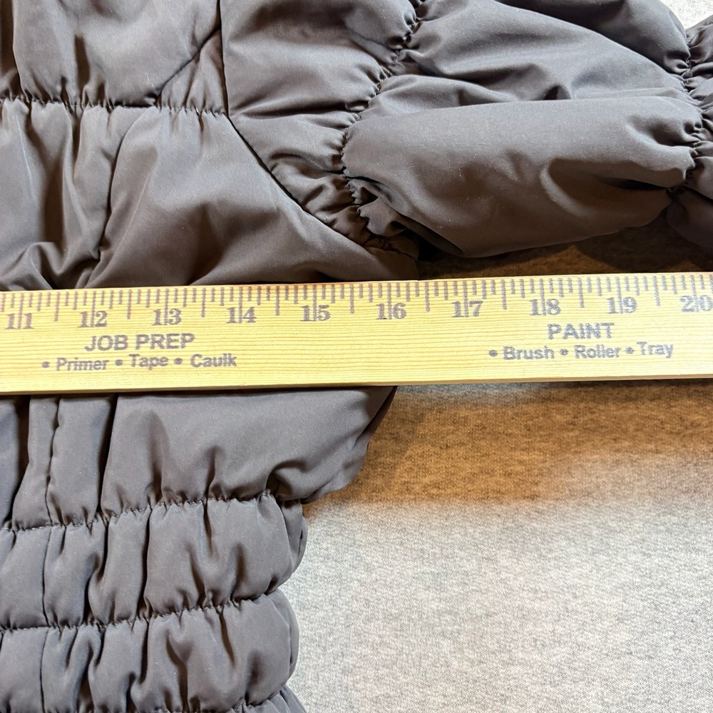 Maralyn & Me Puffer Jacket Womens Size M Black Faux Fur Hood Cinched Waist - Picture 3 of 7
